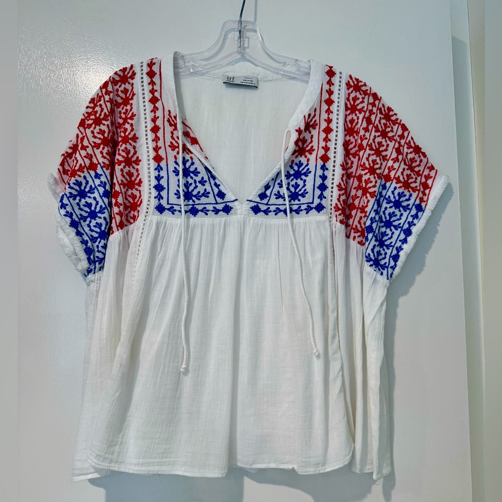 Zara embroidered top, size M